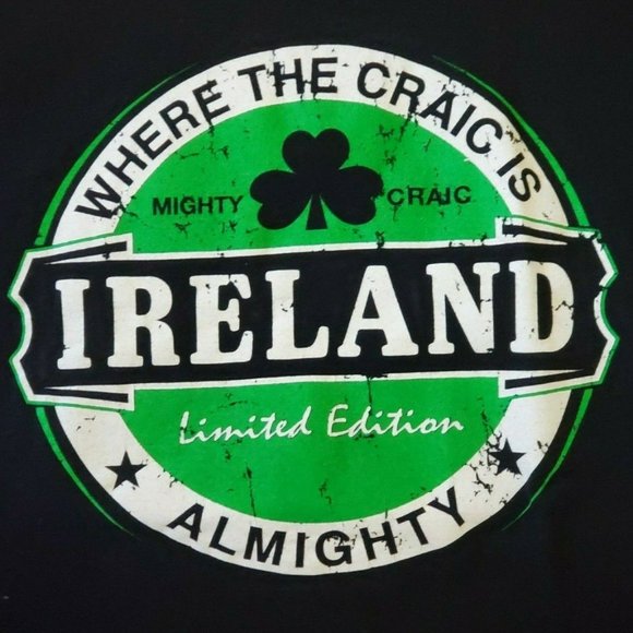 Fruit of the Loom Other - Where the Craic is Almighty IRELAND Black Graphic T-Shirt XXL